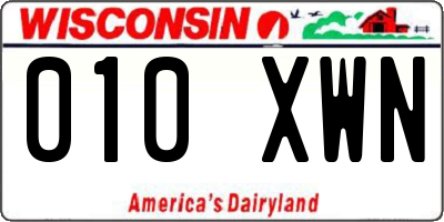 WI license plate 010XWN