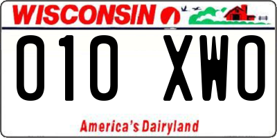 WI license plate 010XWO
