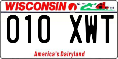 WI license plate 010XWT
