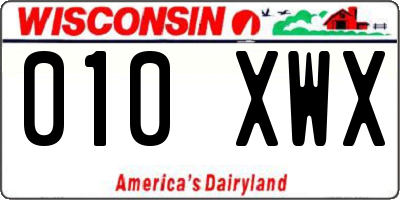 WI license plate 010XWX