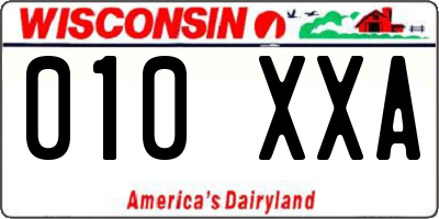 WI license plate 010XXA