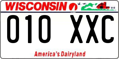 WI license plate 010XXC