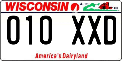 WI license plate 010XXD