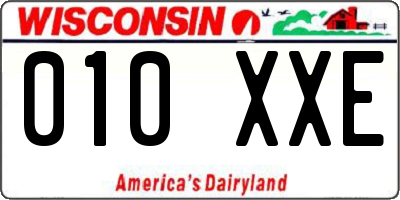 WI license plate 010XXE