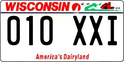 WI license plate 010XXI
