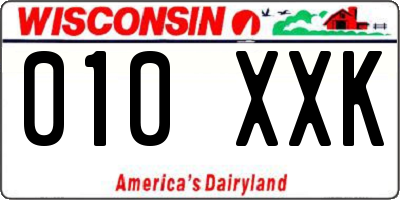 WI license plate 010XXK