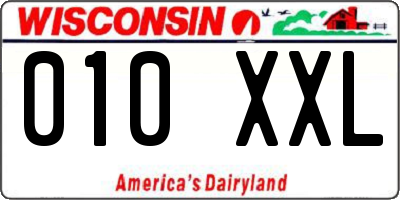 WI license plate 010XXL