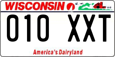 WI license plate 010XXT