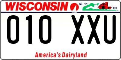 WI license plate 010XXU