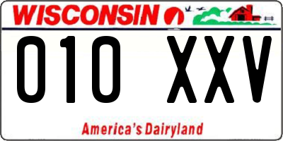 WI license plate 010XXV