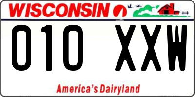 WI license plate 010XXW