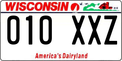 WI license plate 010XXZ
