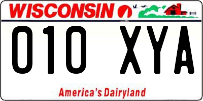 WI license plate 010XYA