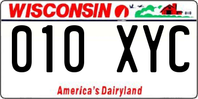 WI license plate 010XYC