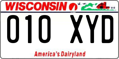 WI license plate 010XYD
