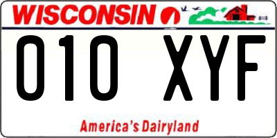 WI license plate 010XYF