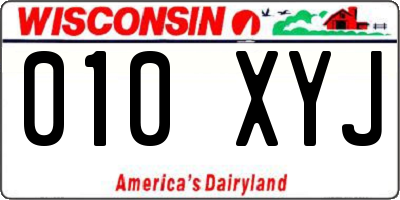 WI license plate 010XYJ