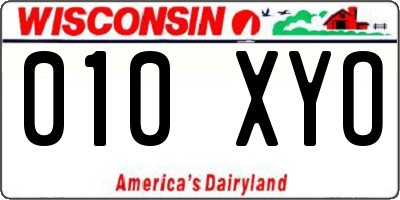 WI license plate 010XYO
