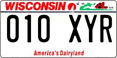 WI license plate 010XYR
