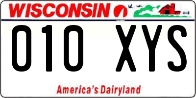 WI license plate 010XYS