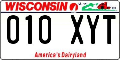 WI license plate 010XYT