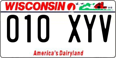 WI license plate 010XYV