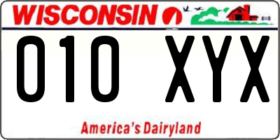 WI license plate 010XYX