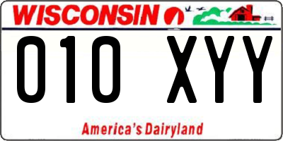 WI license plate 010XYY