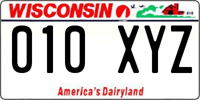 WI license plate 010XYZ