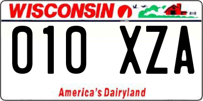 WI license plate 010XZA