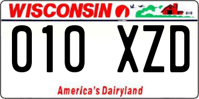 WI license plate 010XZD