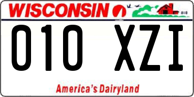 WI license plate 010XZI