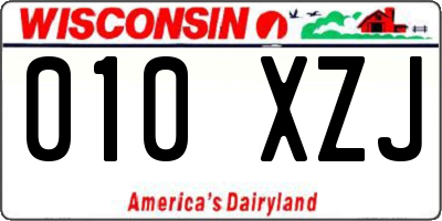 WI license plate 010XZJ