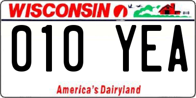 WI license plate 010YEA