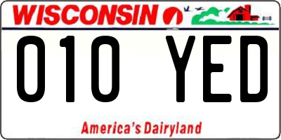 WI license plate 010YED