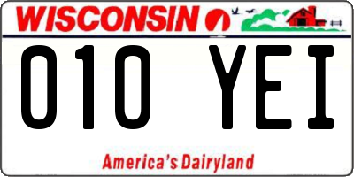 WI license plate 010YEI