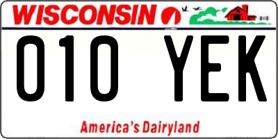 WI license plate 010YEK