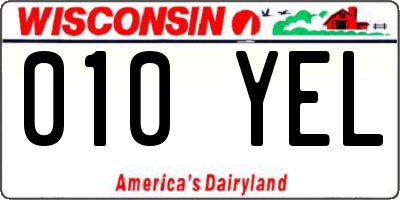 WI license plate 010YEL