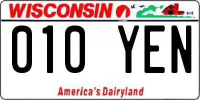 WI license plate 010YEN