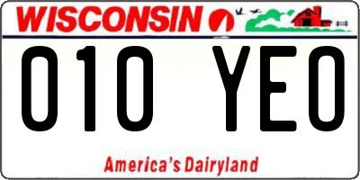 WI license plate 010YEO