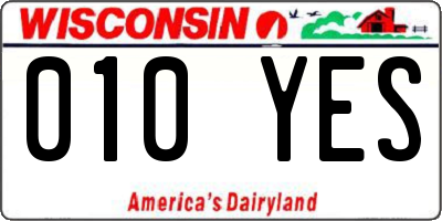 WI license plate 010YES