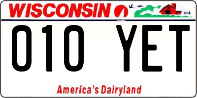 WI license plate 010YET
