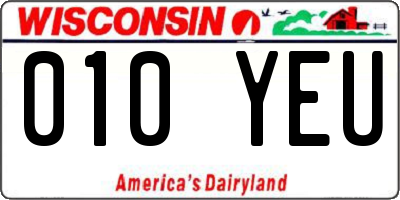 WI license plate 010YEU
