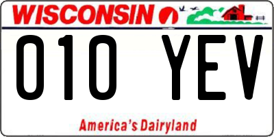 WI license plate 010YEV