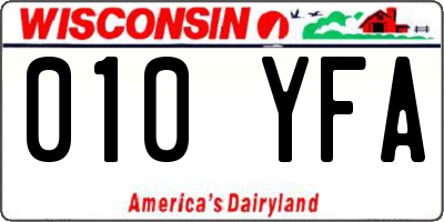 WI license plate 010YFA