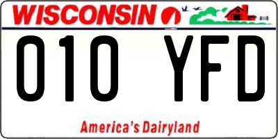 WI license plate 010YFD