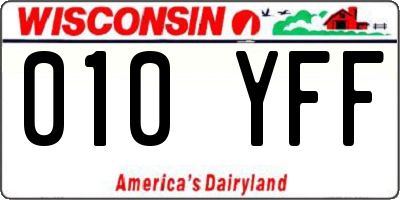 WI license plate 010YFF