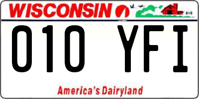 WI license plate 010YFI