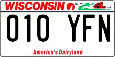 WI license plate 010YFN