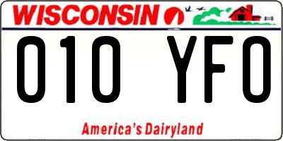 WI license plate 010YFO
